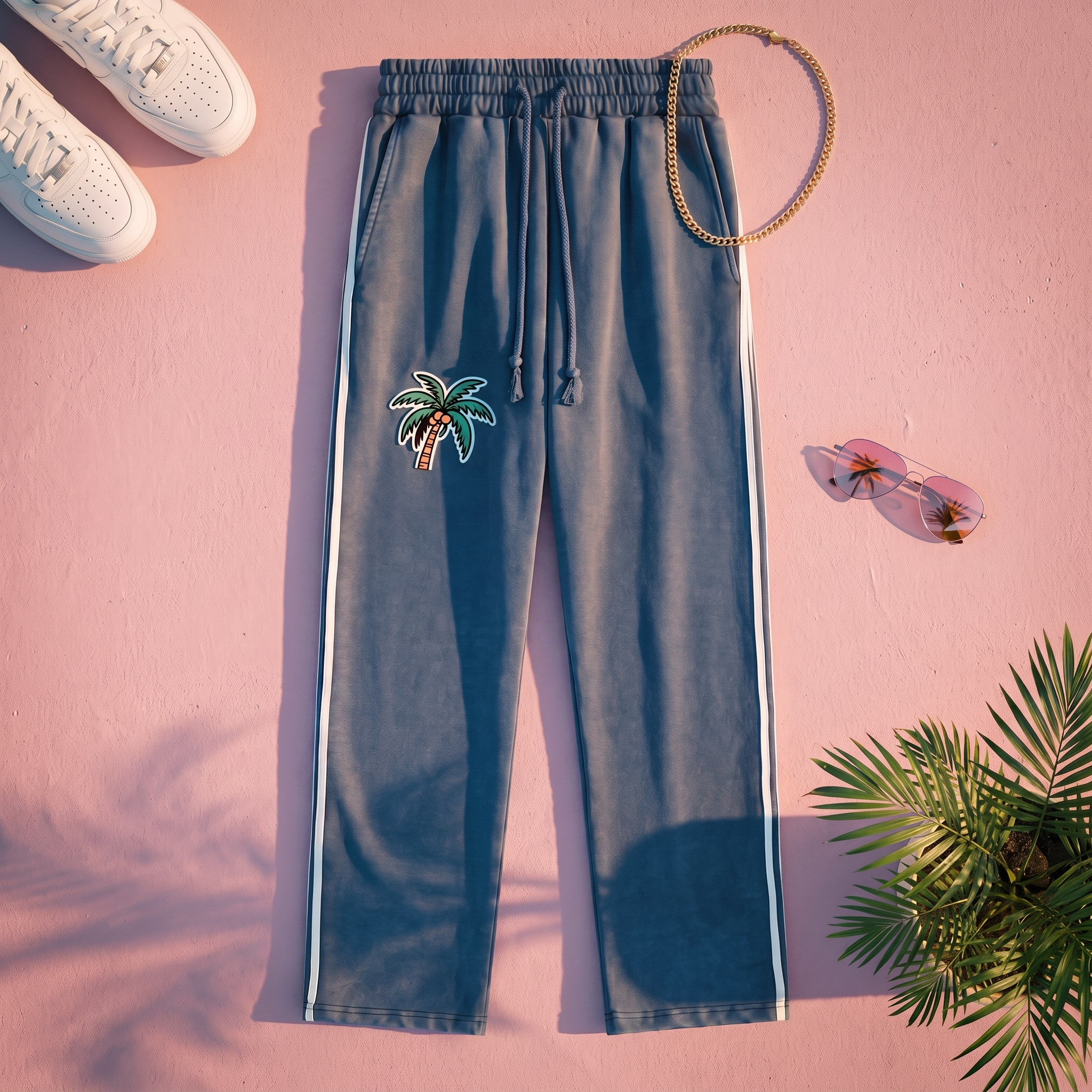 Snow Washed Contrast Tape Sweatpants