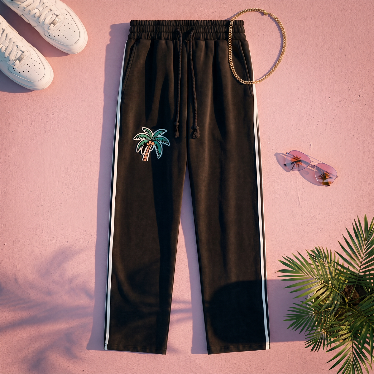 Snow Washed Contrast Tape Sweatpants