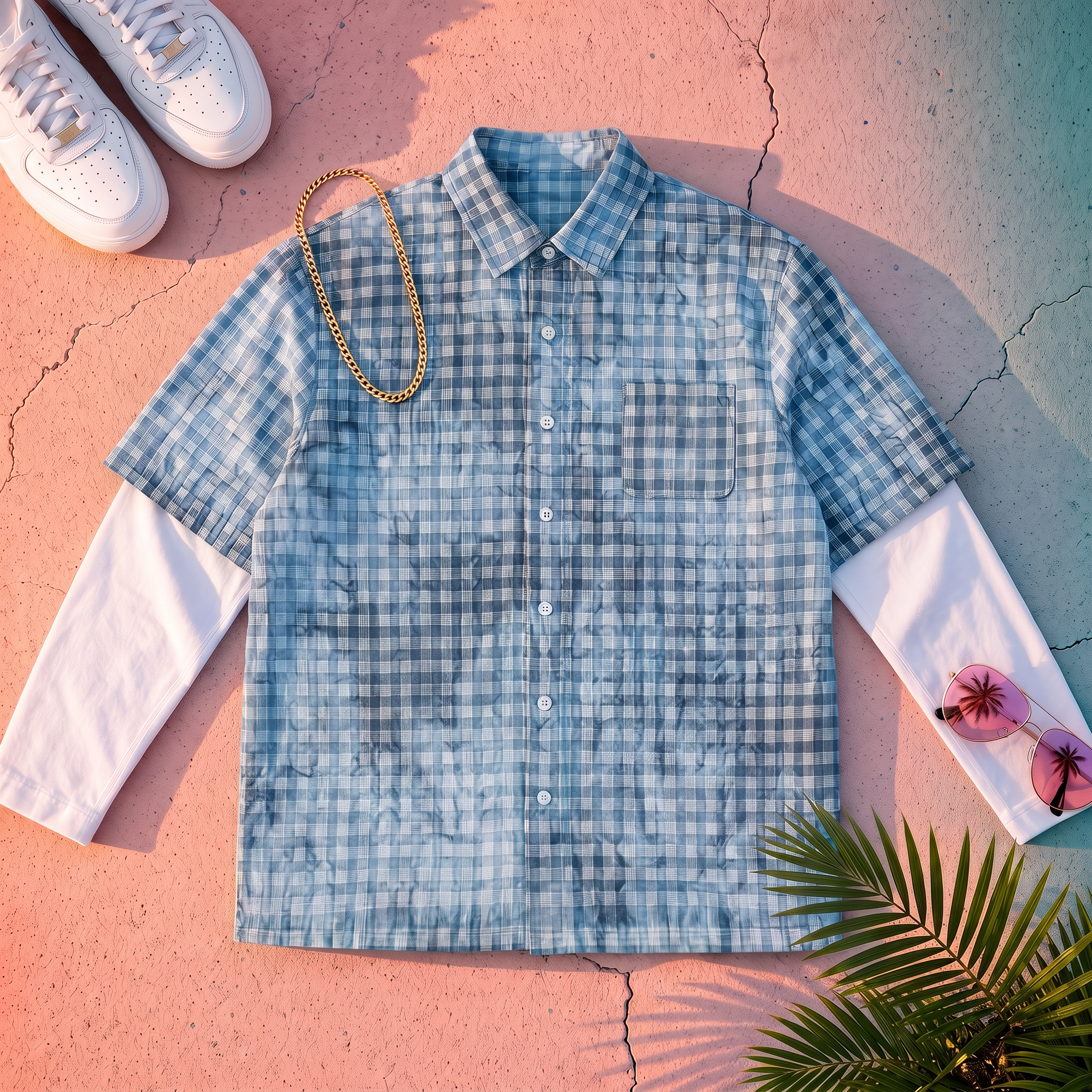 Vintage Blue Plaid Shirt