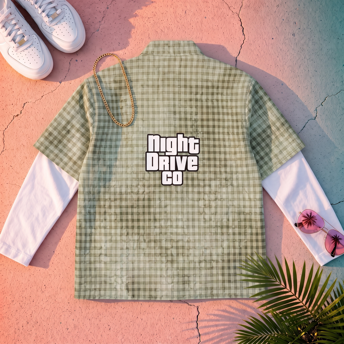 Vintage Gray Green Plaid Shirt