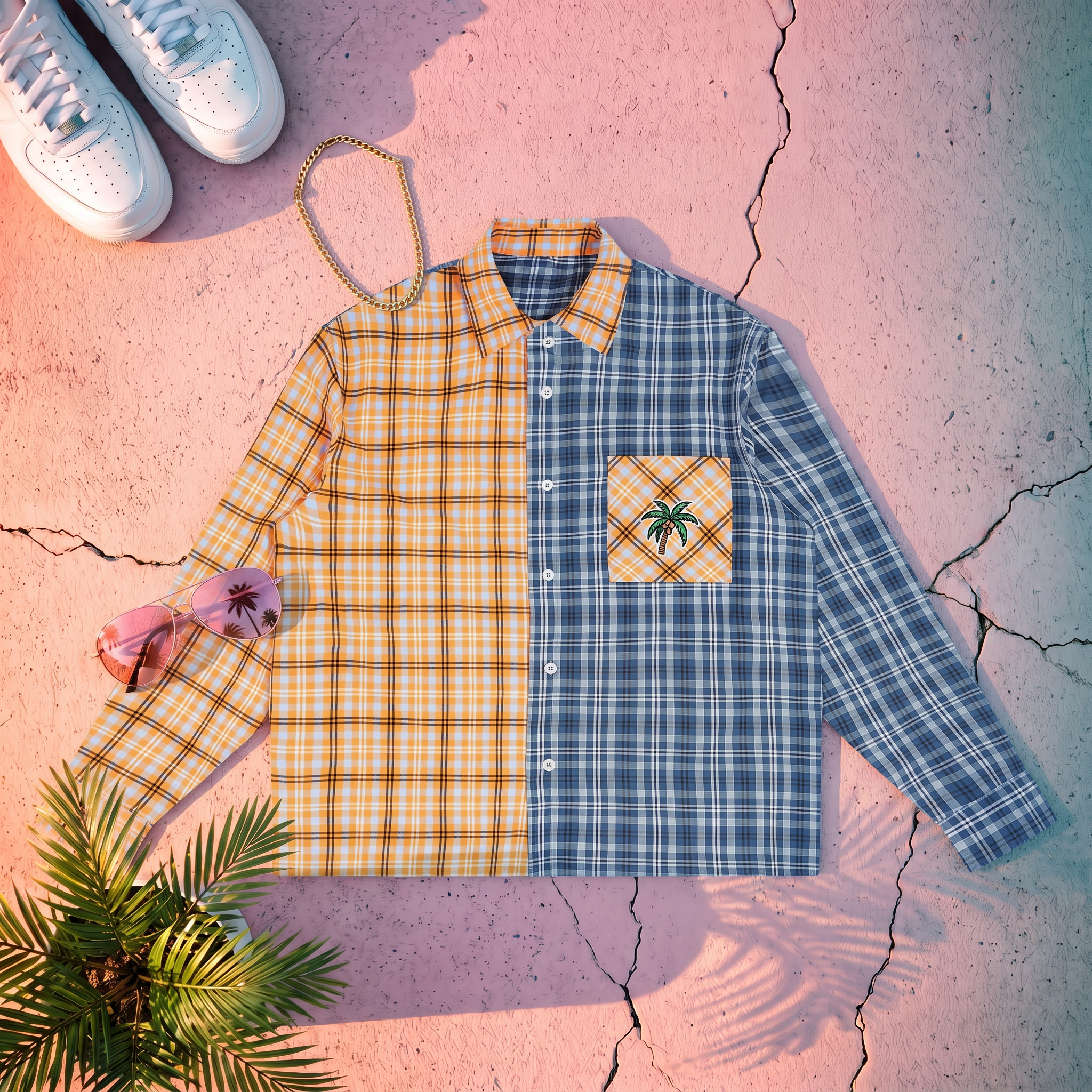 Navy Yellow Colorblock Shirt