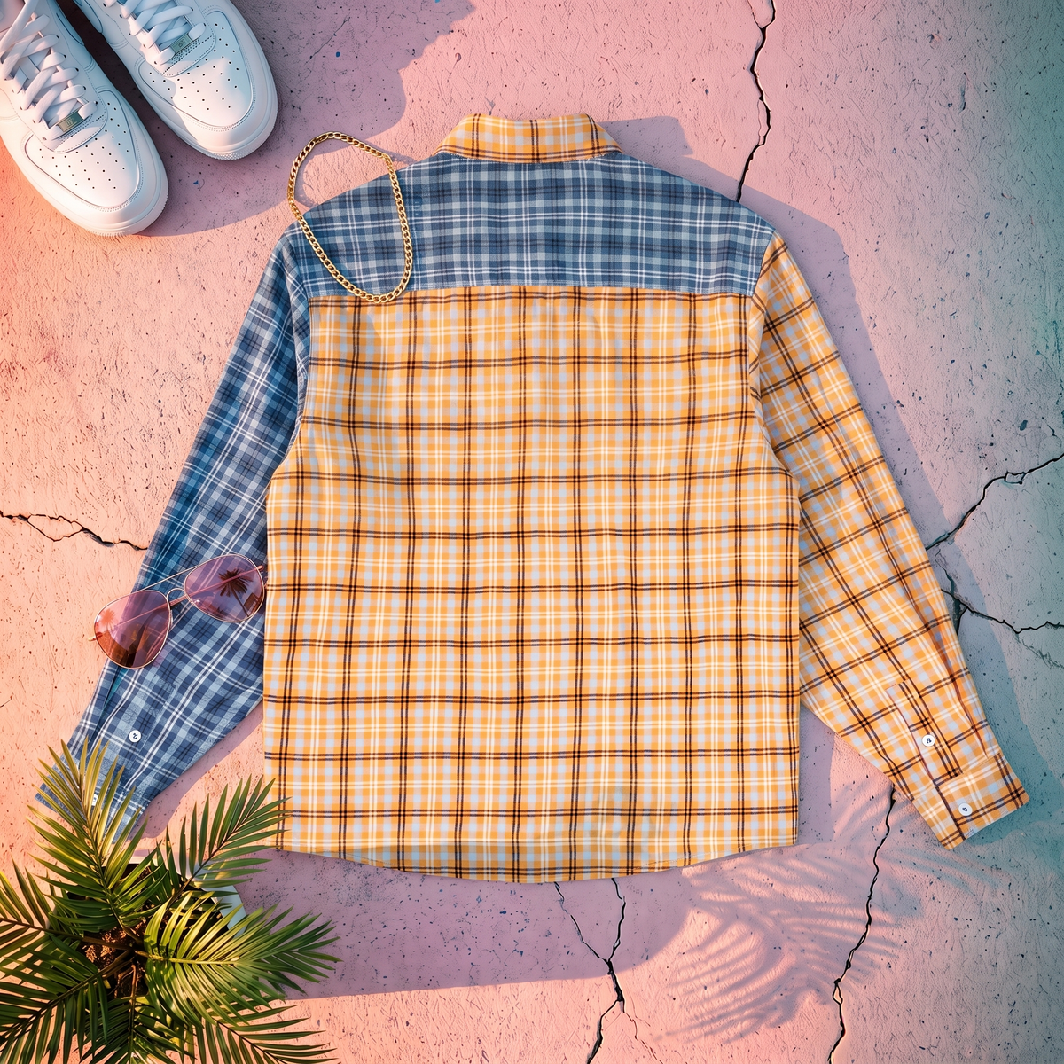 Navy Yellow Colorblock Shirt