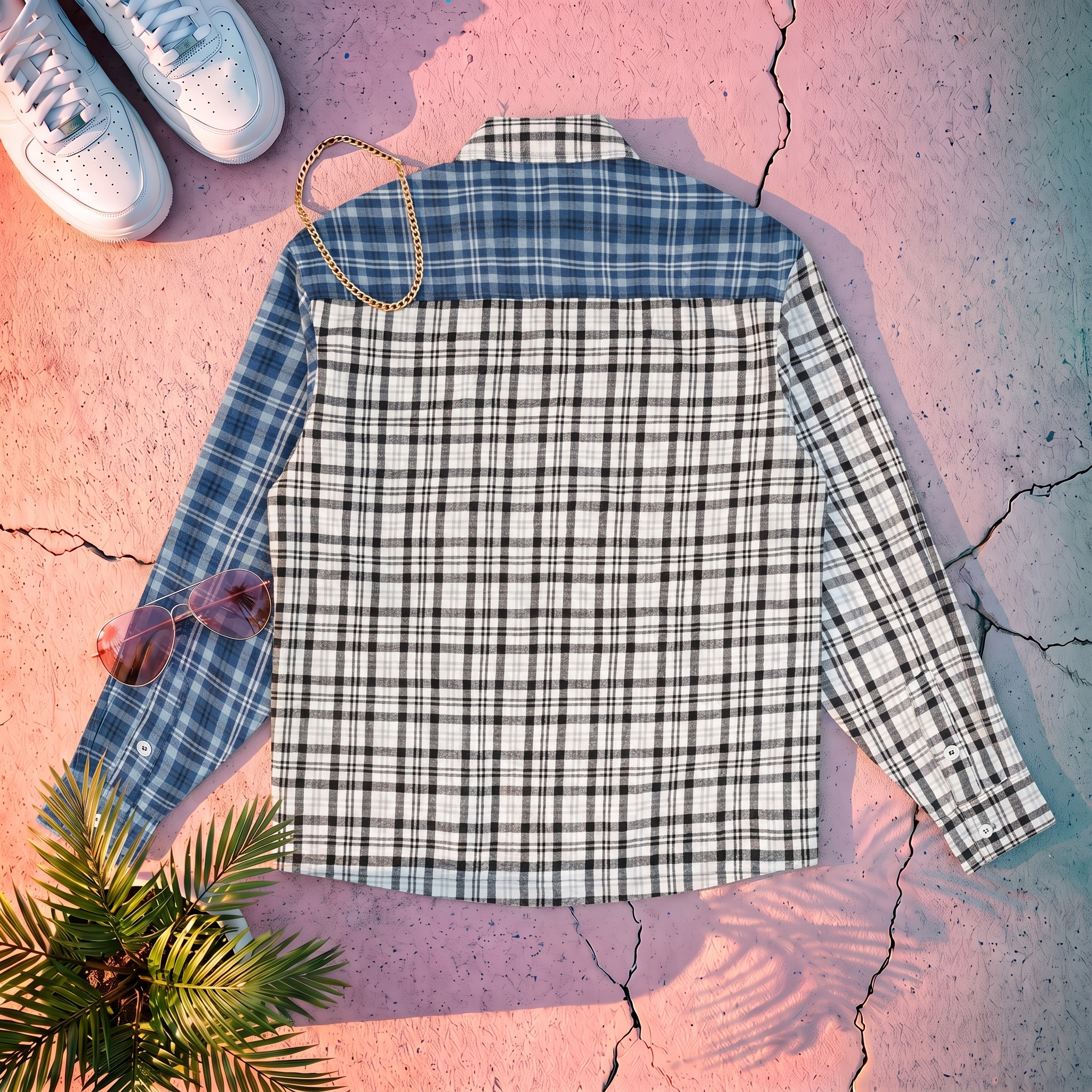 Navy Black Colorblock Shirt