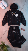 Contrast-Stitched Tracksuit Set — Zip Hoodie & Sweatpants