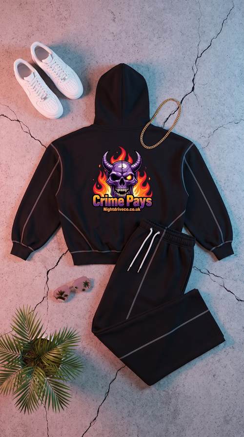 Contrast-Stitched Tracksuit Set — Zip Hoodie & Sweatpants