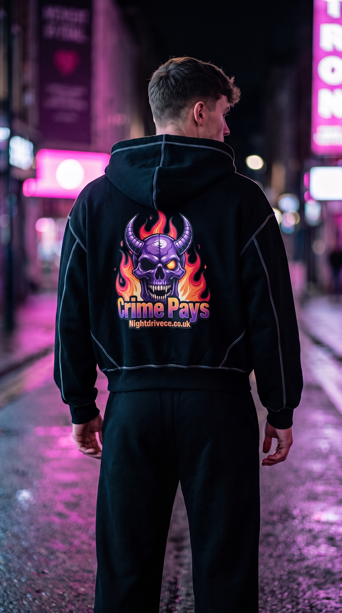 Contrast-Stitched Tracksuit Set — Zip Hoodie & Sweatpants